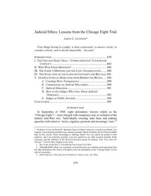 Judicial Ethics: Lessons from the Chicago Eight Trial