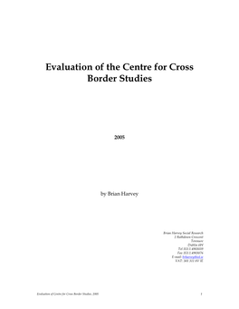 Evaluation of the Centre for Cross Border Studies