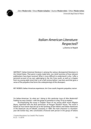 Italian-American Literature