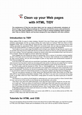 Clean up Your Web Pages with HTML TIDY