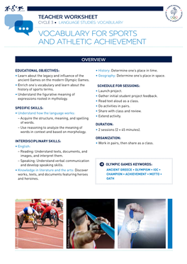 Vocabulary for Sports and Athletic Achievement