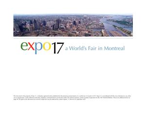 Expo 17, a Federally Registered Entity Established for the Planning and Promotion of a World’S Fair in Canada in 2017