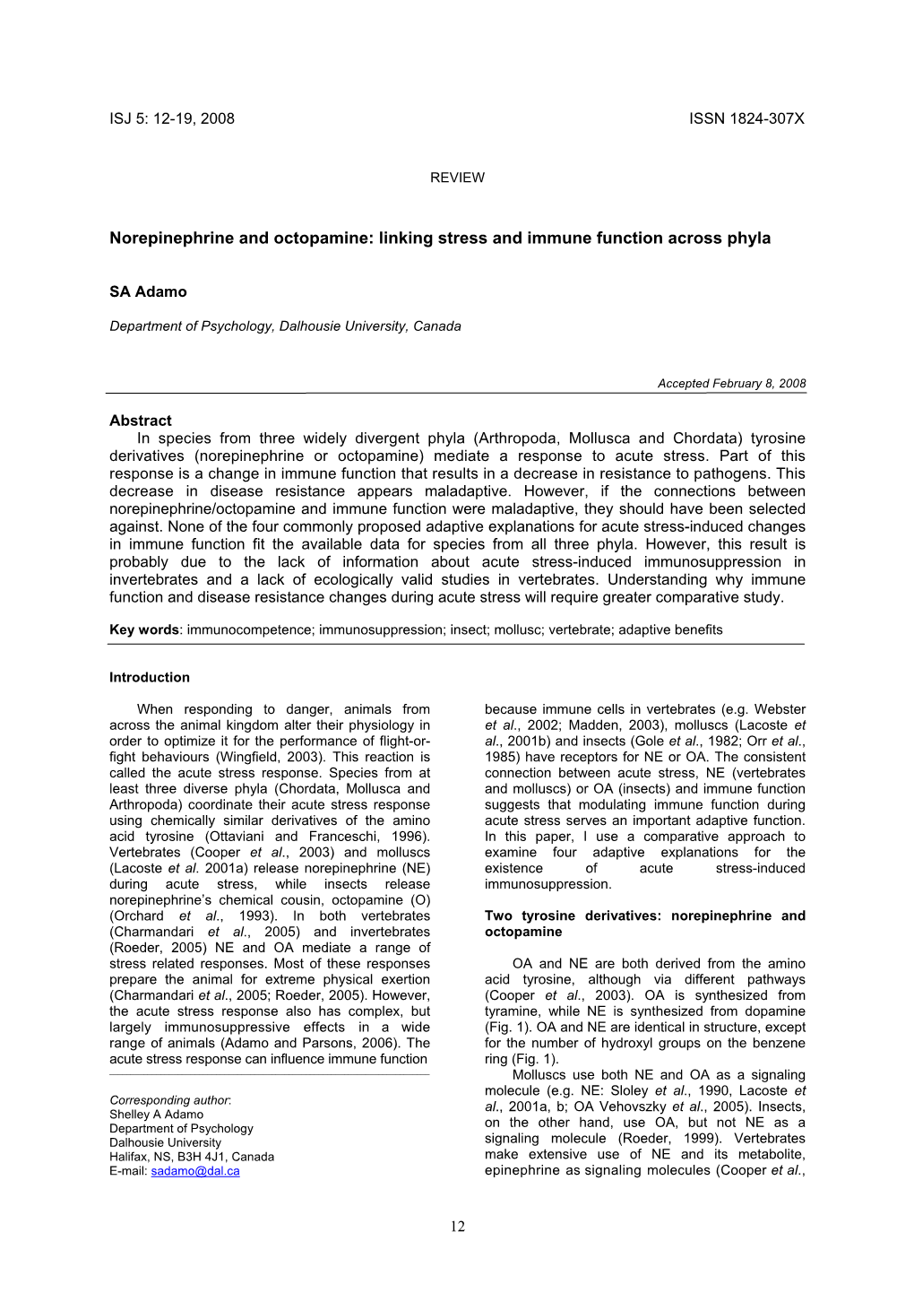 Linking Stress and Immune Function Across Phyla