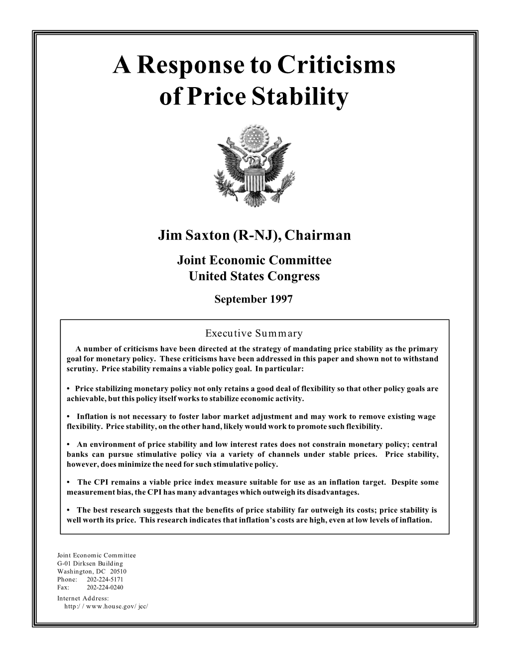 A Response to Criticisms of Price Stability