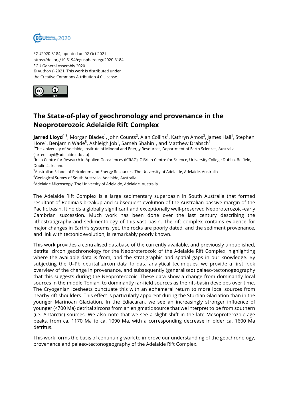 The State-Of-Play of Geochronology and Provenance in the Neoproterozoic Adelaide Rift Complex