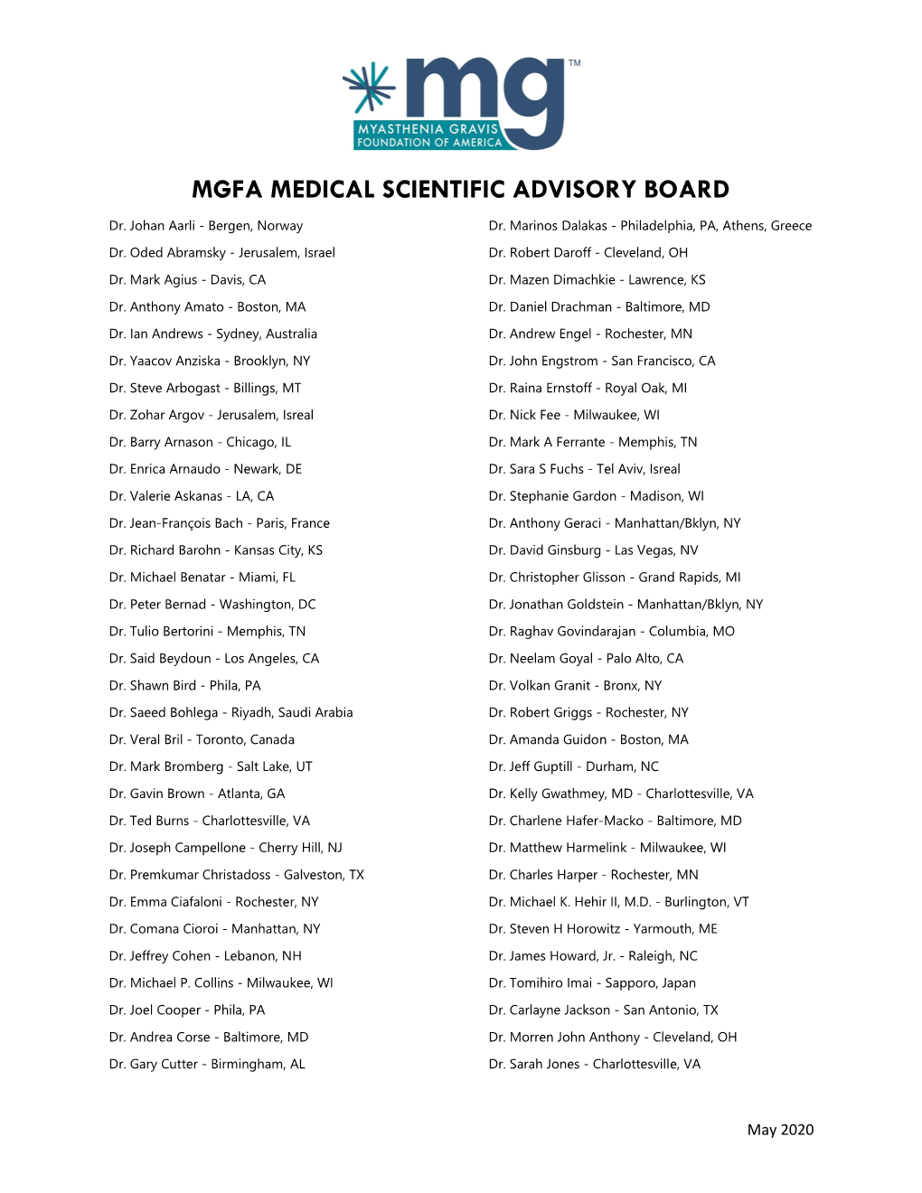 Mgfa Medical Scientific Advisory Board
