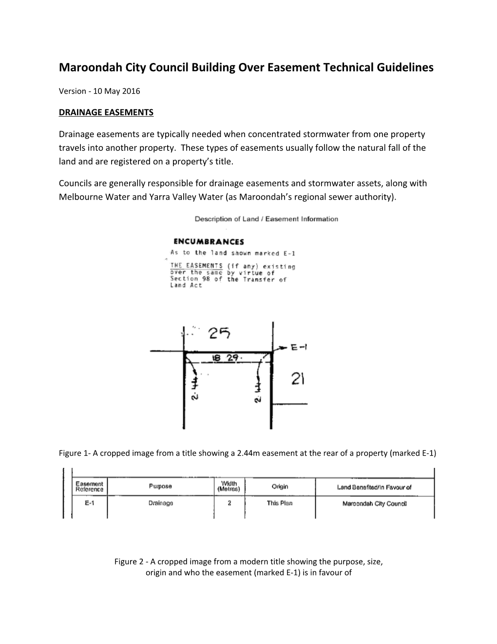 Maroondah City Council Building Over Easement Technical Guidelines