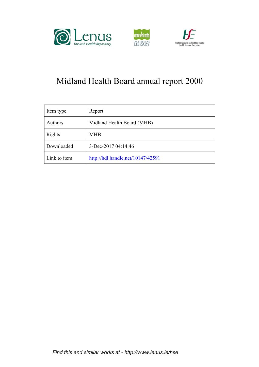 Midland Health Board Annual Report 2000