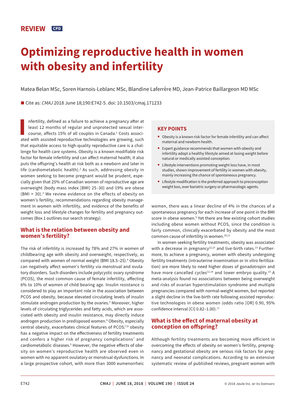 Optimizing Reproductive Health in Women with Obesity and Infertility
