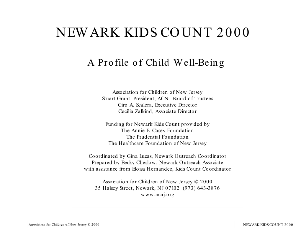 Newark Kids Count 2000