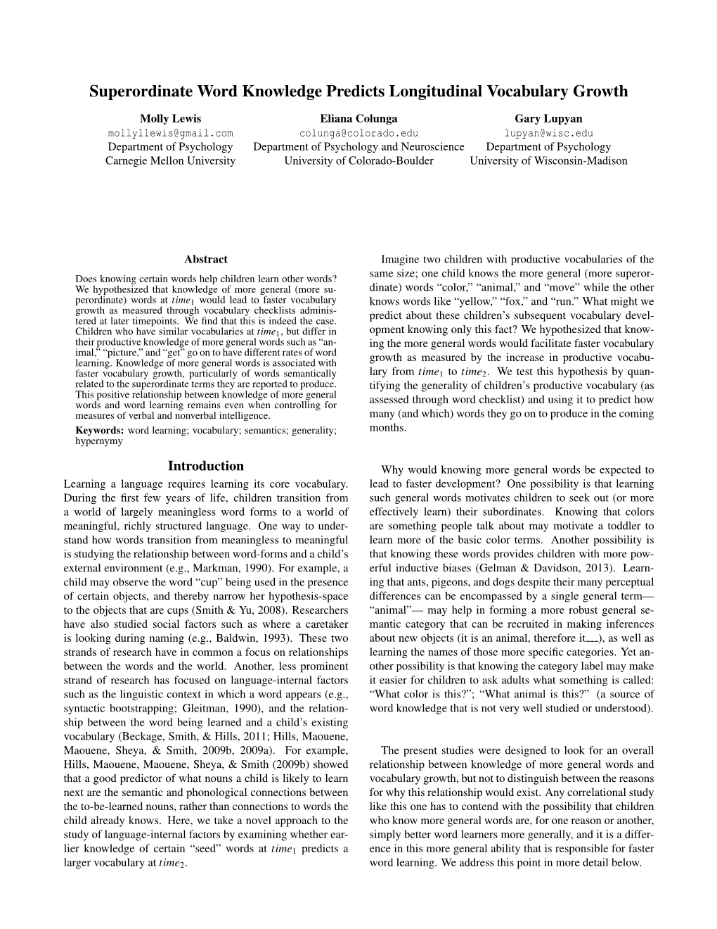 Superordinate Word Knowledge Predicts Longitudinal Vocabulary Growth