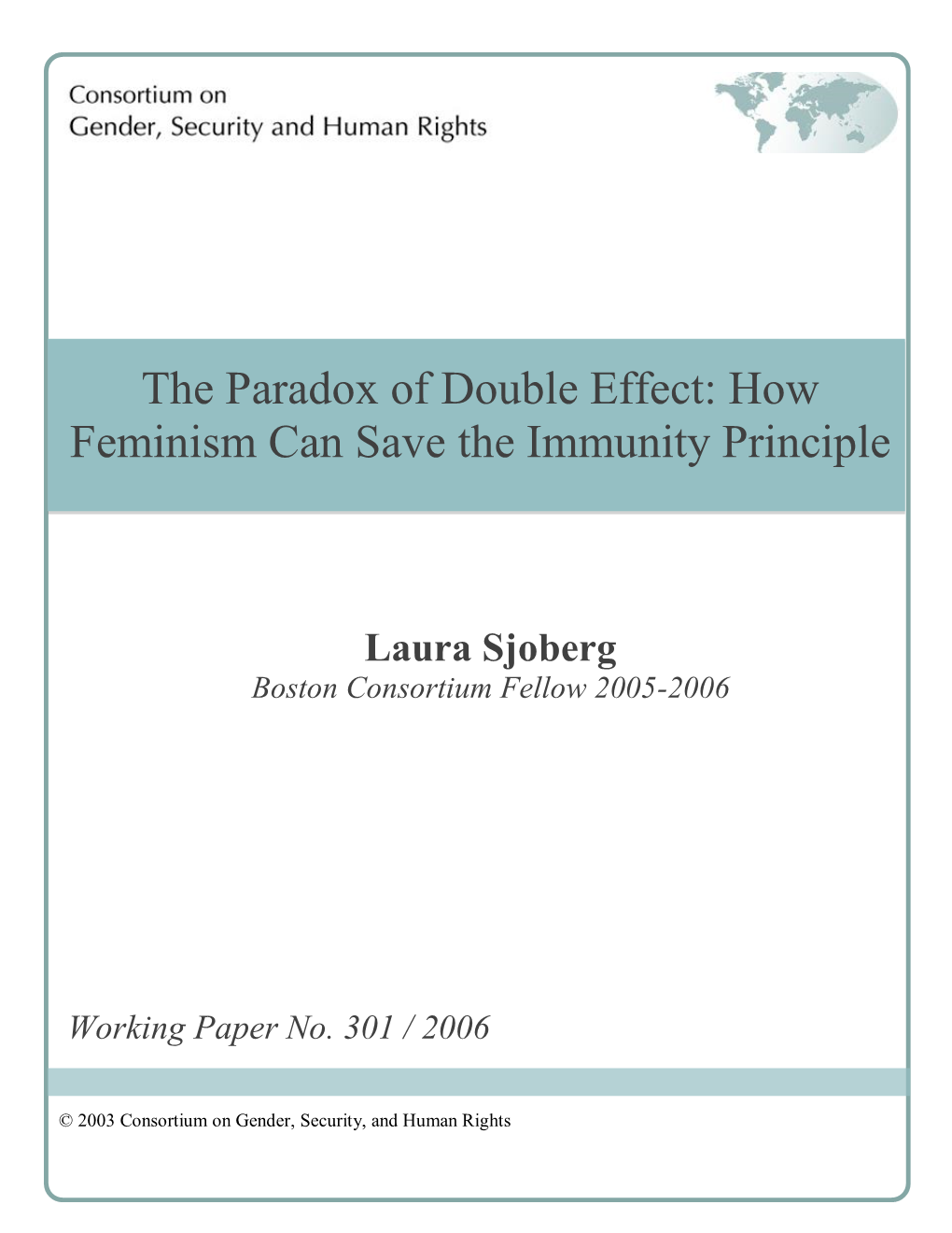 The Paradox of Double Effect: How Feminism Can Save the Immunity Principle