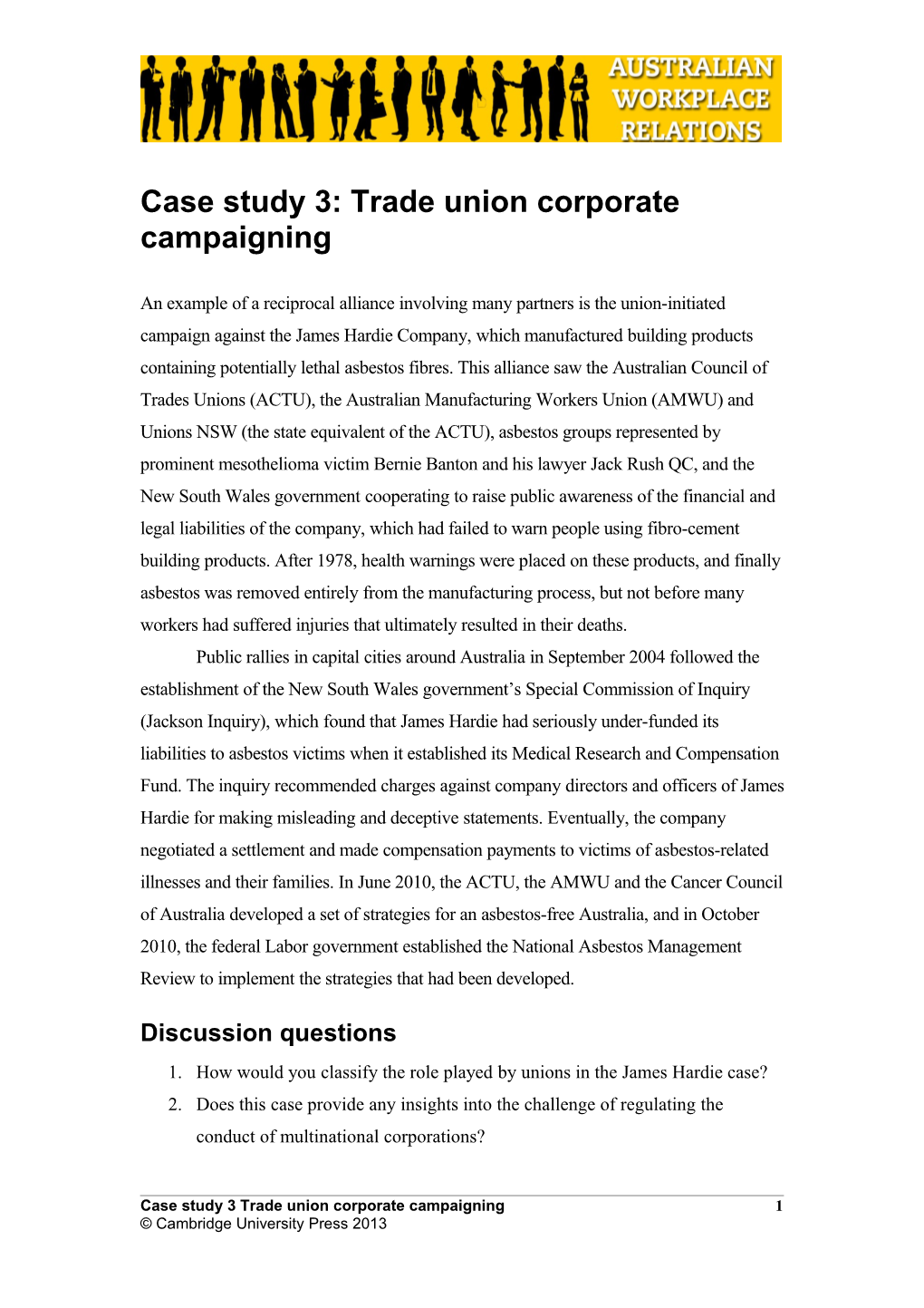 Case Study: Trade Union Corporate Campaigning