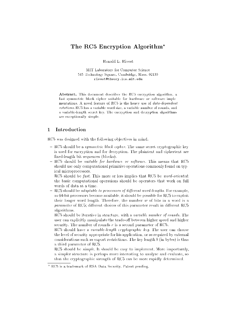 The RC5 Encryption Algorithm?