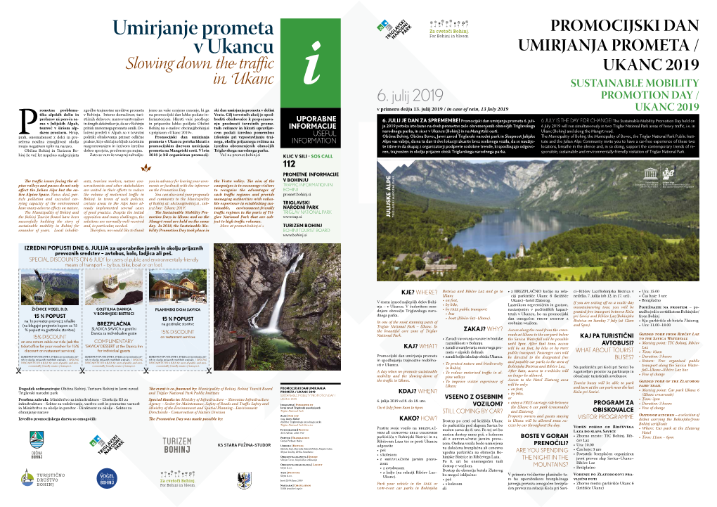 Informacije O Promocijskem Dnevu Umirjanja Prometa / Ukanc 2019