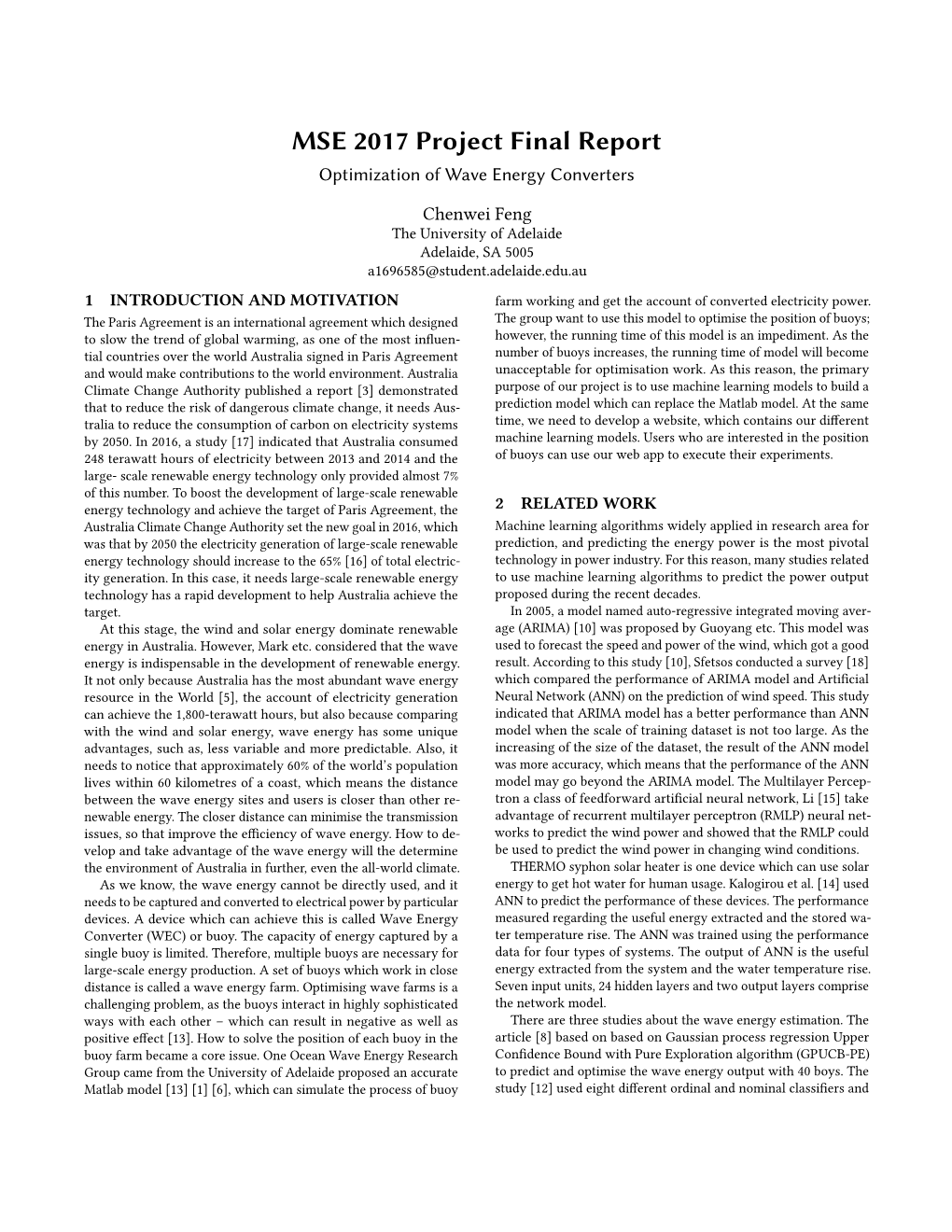 MSE 2017 Project Final Report Optimization of Wave Energy Converters