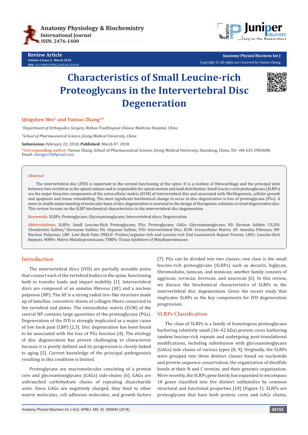 Characteristics of Small Leucine-Rich Proteoglycans in the Intervertebral Disc Degeneration