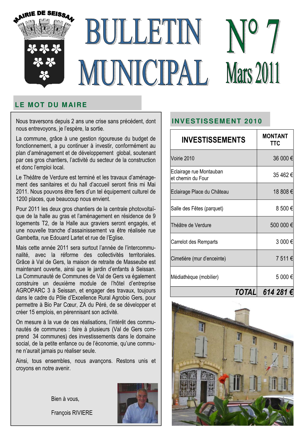 Bulletin Municipal N° 7 – – – Mars 2011