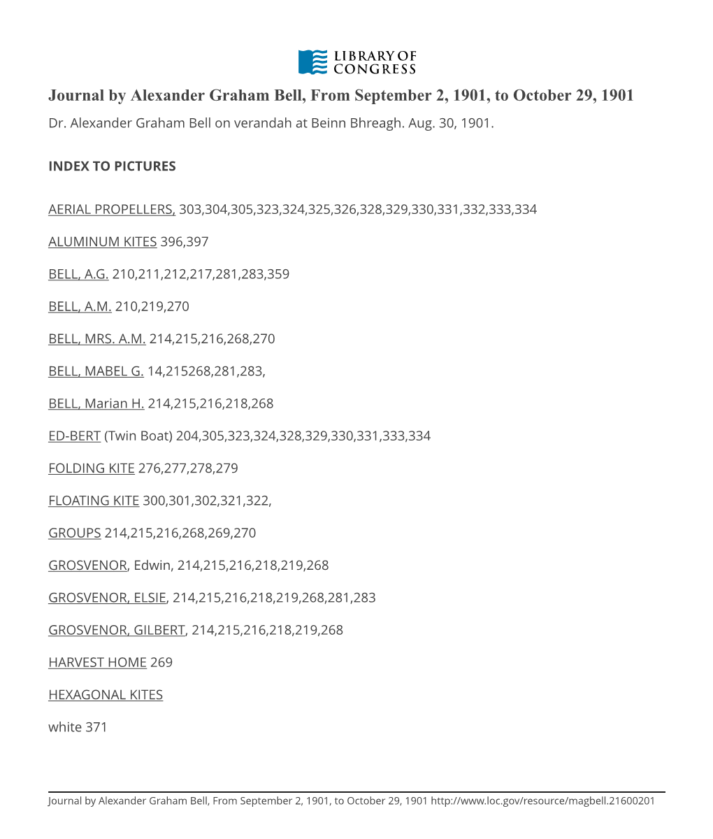 Journal by Alexander Graham Bell, from September 2, 1901, to October 29, 1901