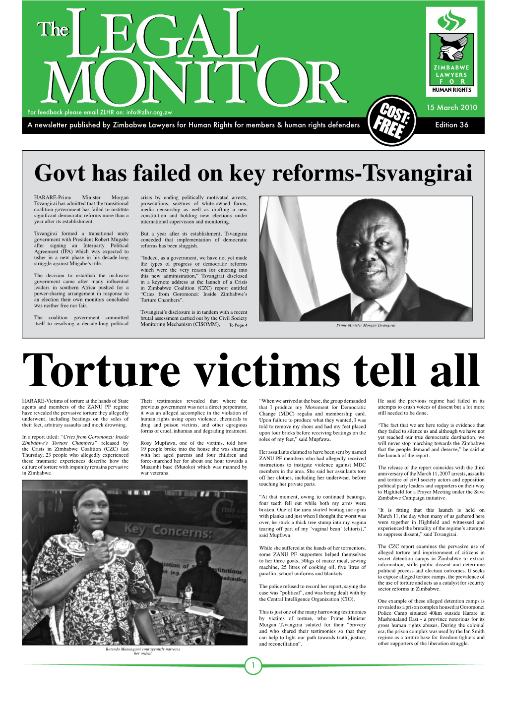 Govt Has Failed on Key Reforms-Tsvangirai