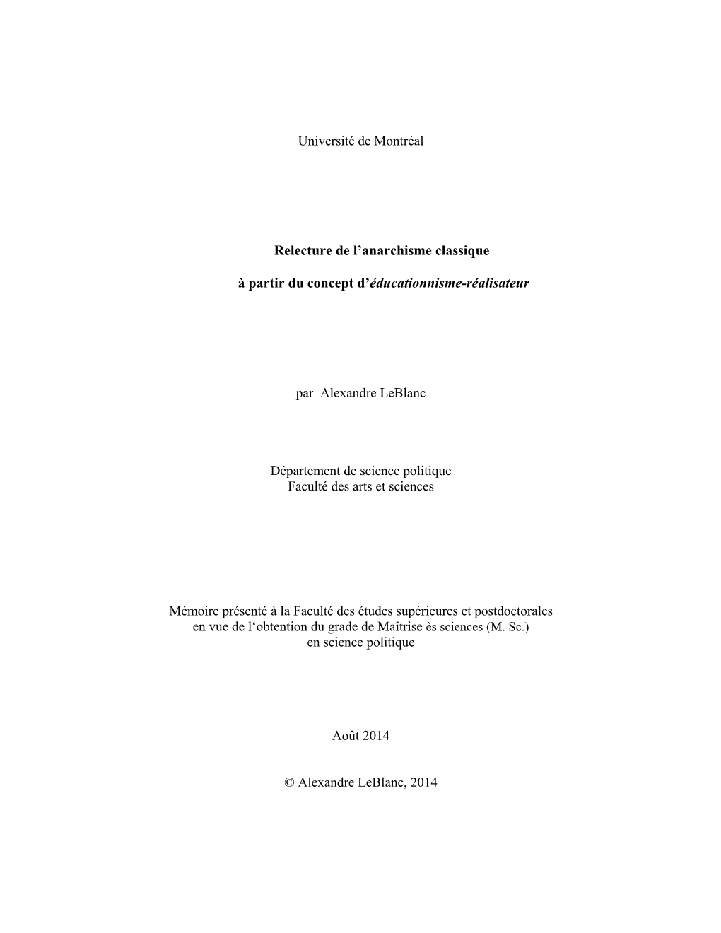 Relecture De L'anarchisme Classique À Partir Du Concept D'éducationnisme