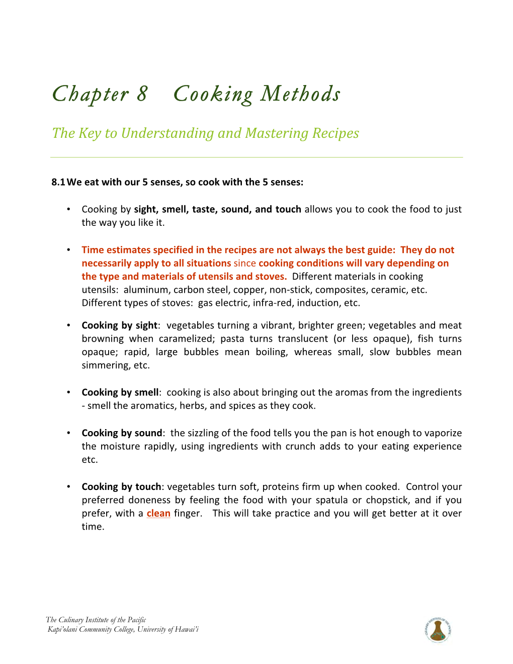 Chapter 8 Cooking Methods