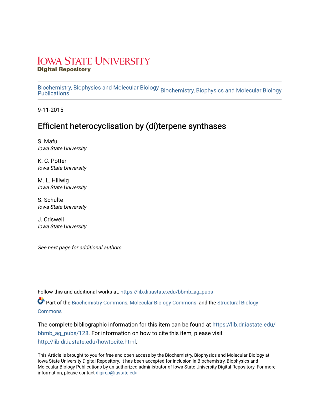 Efficient Heterocyclisation by (Di)Terpene Synthases