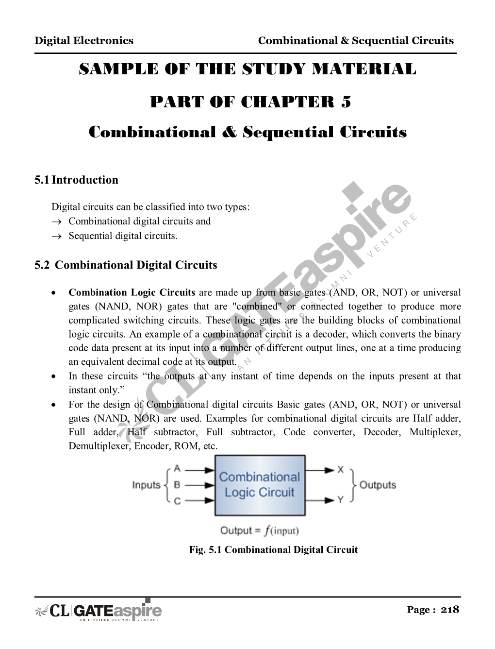 SAMPLE of the STUDY MATERIAL PART of CHAPTER 5 Combinational & Sequential Circuits