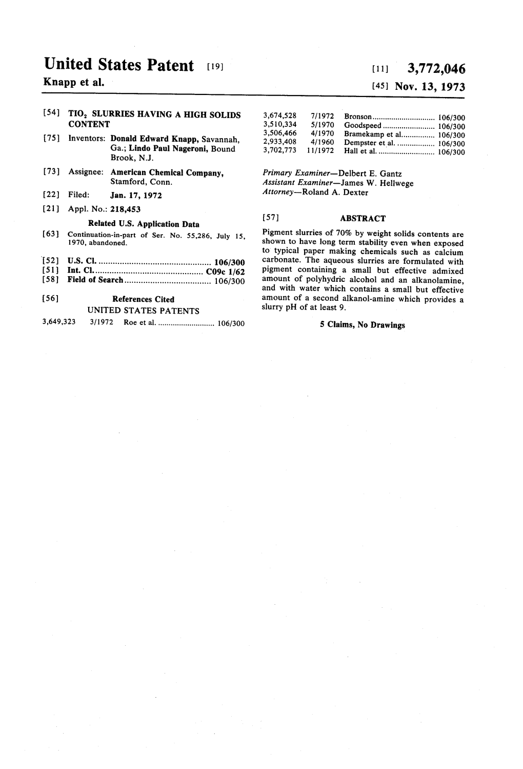 United States Patent (19) [11] 3,772,046 Knapp Et Al