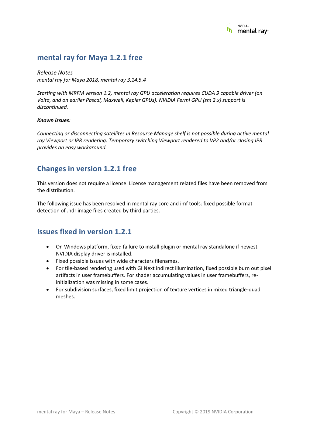 Mental Ray for Maya Release Notes