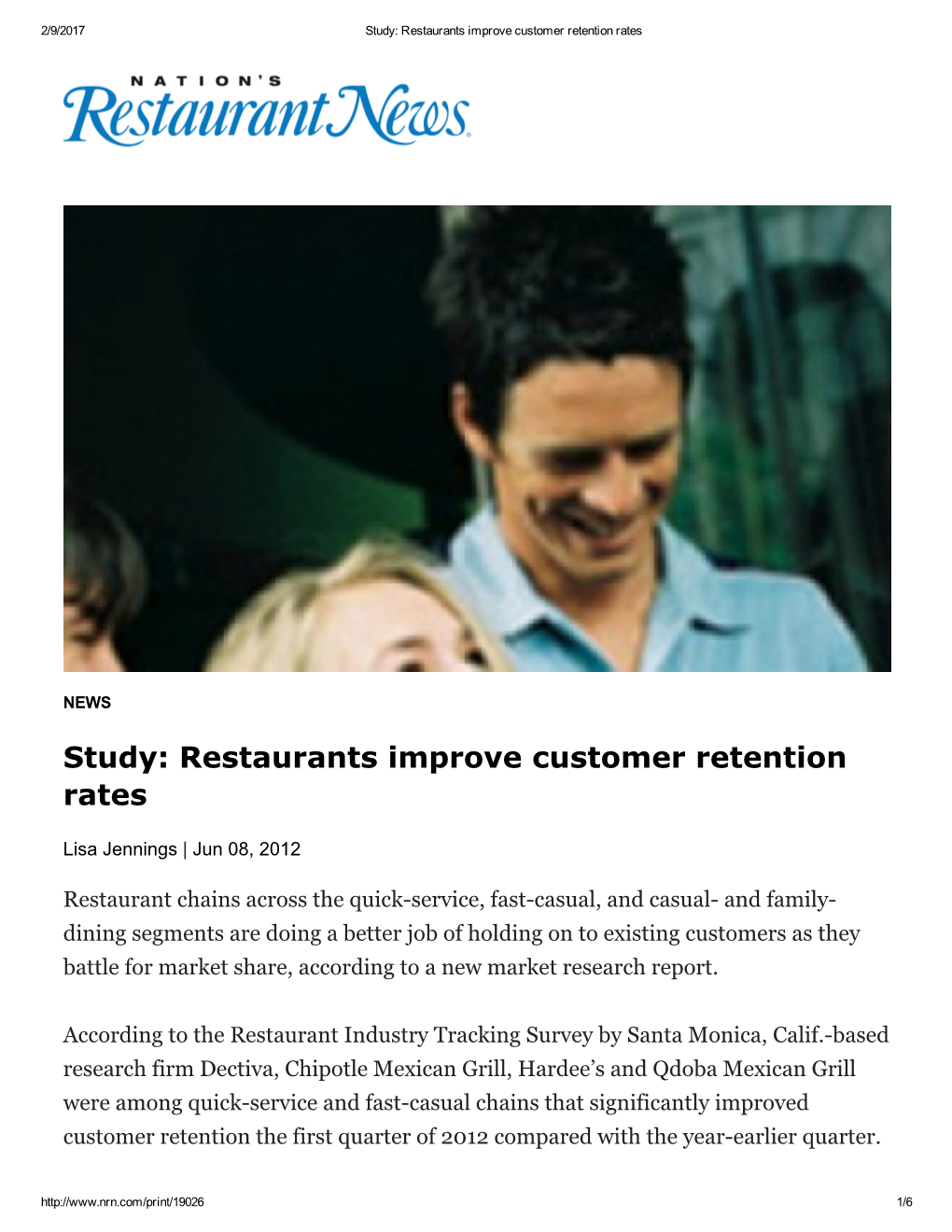 Study: Restaurants Improve Customer Retention Rates