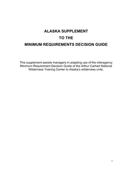 Alaska Supplement to the Minimum Requirements