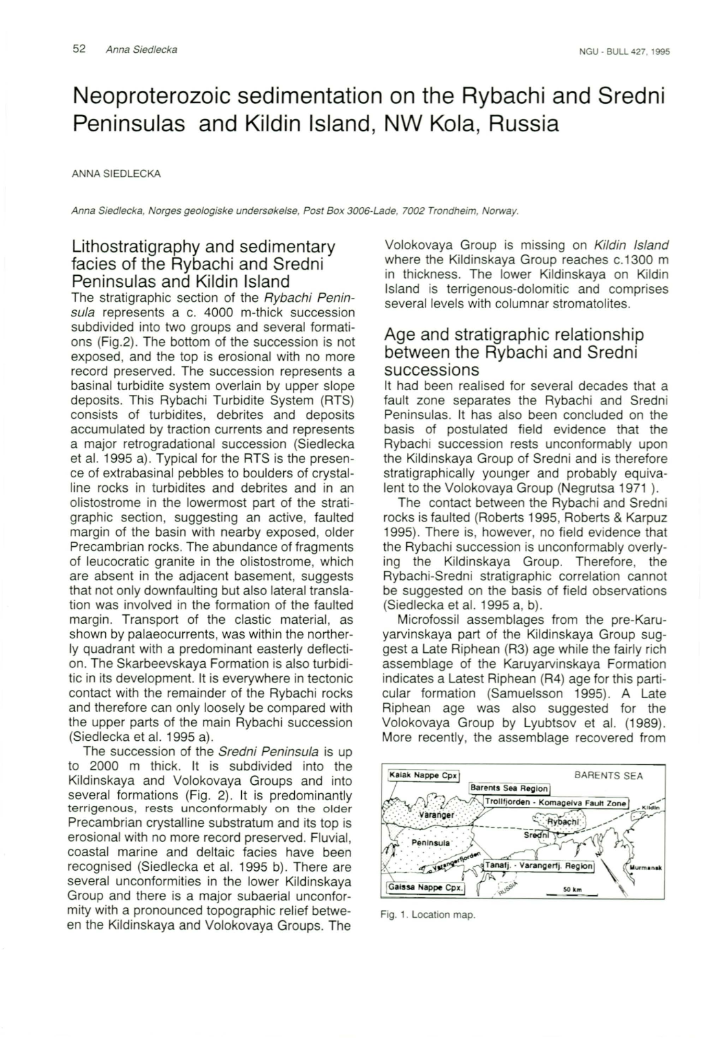 Neoproterozoic Sedimentation on the Rybachi and Sredni Peninsulas and Kildin Island, NW Kola, Russia