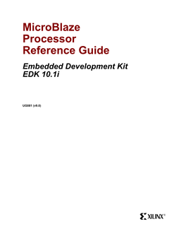 Microblaze Processor Reference Guide Embedded Development Kit EDK 10.1I