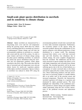 Small-Scale Plant Species Distribution in Snowbeds and Its Sensitivity to Climate Change