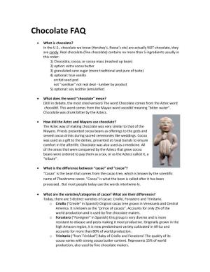 Chocolate FAQ
