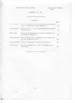 IPSWICH GEOLOGICAL GROUP, August (For Spring) 1971