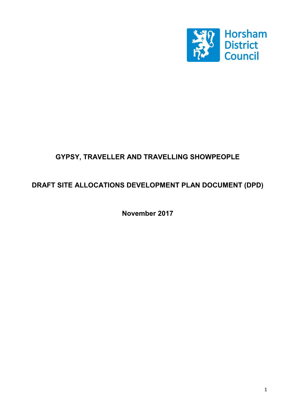 GYPSY, TRAVELLER and TRAVELLING SHOWPEOPLE DRAFT SITE ALLOCATIONS DEVELOPMENT PLAN DOCUMENT (DPD) November 2017