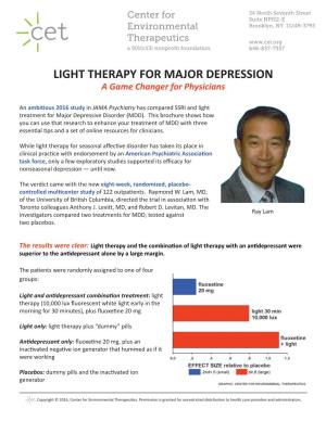 LIGHT THERAPY for MAJOR DEPRESSION a Game Changer for Physicians