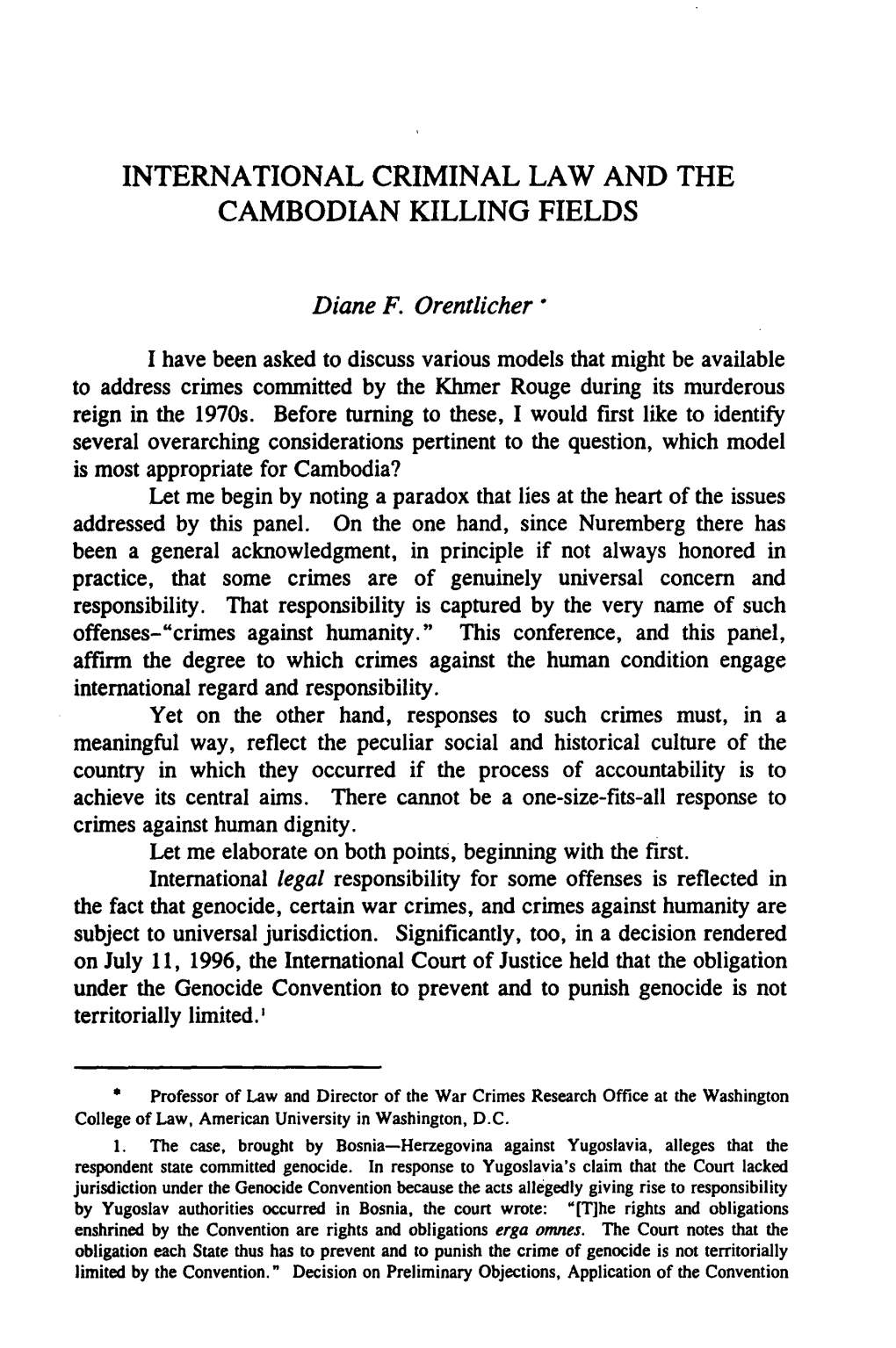 International Criminal Law and the Cambodian Killing Fields