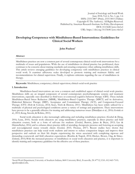 Developing Competence with Mindfulness-Based Interventions: Guidelines for Clinical Social Workers