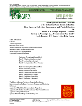 The Dragonflies (Insecta: Odonata) of the Columbia Basin, British Columbia: Field Surveys, Collections Development and Public Education by Robert A