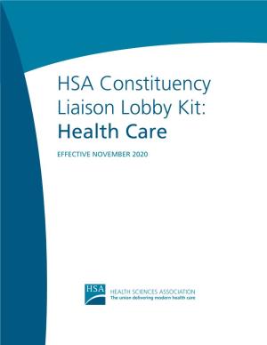 HSA Constituency Liaison Lobby Kit: Health Care