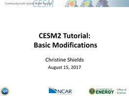 CESM2 Tutorial: Basic Modifications