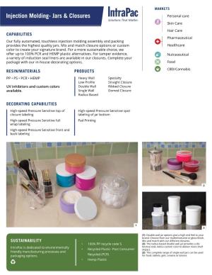 Injection Molding- Jars & Closures