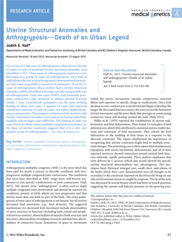 Uterine Structural Anomalies and Arthrogryposisdeath of an Urban Legend