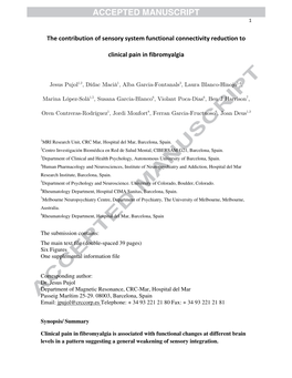 The Contribution of Sensory System Functional Connectivity Reduction to Clinical Pain in Fibromyalgia