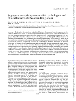 Segmental Necrotising Enterocolitis: Pathological and Clinical Features of 22 Cases in Bangladesh