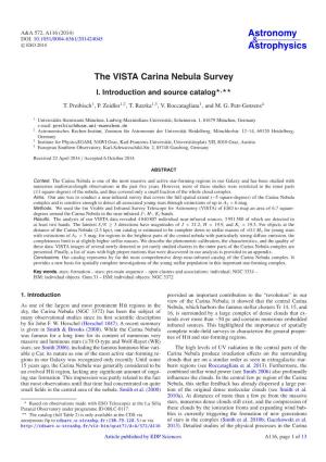 The VISTA Carina Nebula Survey I
