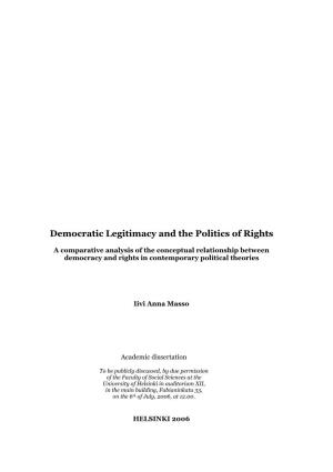 Democratic Legitimacy and the Politics of Rights